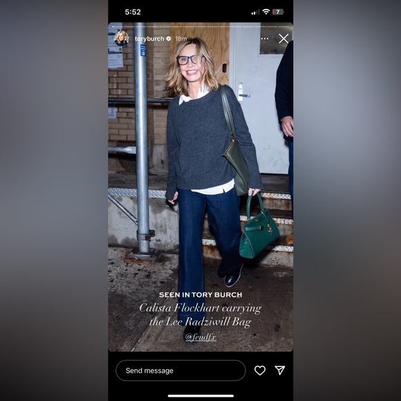 Authentic Tory Burch Lee Radziwill Satchel Croc Embossed Leather Satchel - Picture 15 of 15